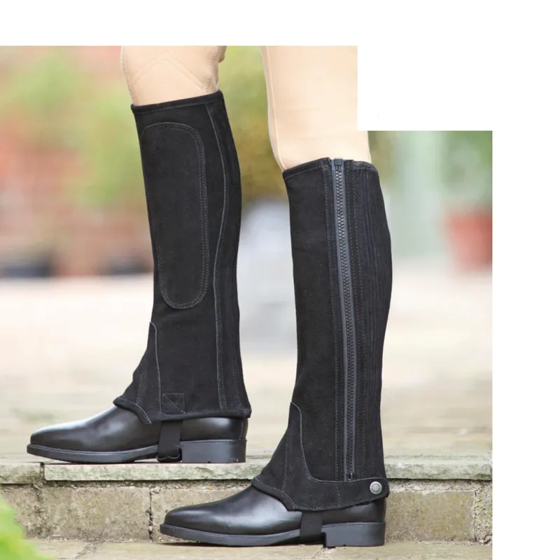 Shires Adult Suede Half Chaps - Black 